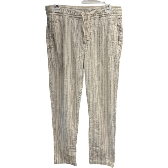 ZARA Women’s Textured Stripe Linen Blend Pants | Size Medium | Drawstring Waist - Picture 1 of 3